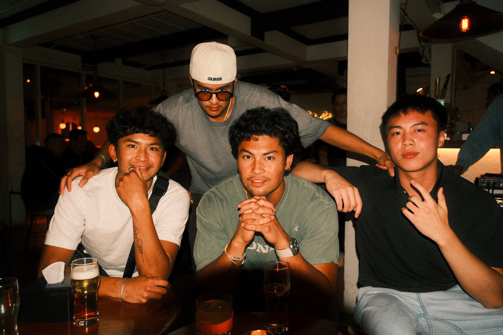 Ratanon and friends at a bar
